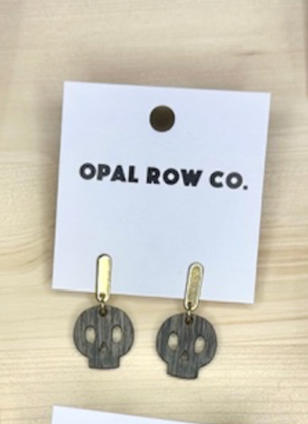 Skull Oval Drop Earrings