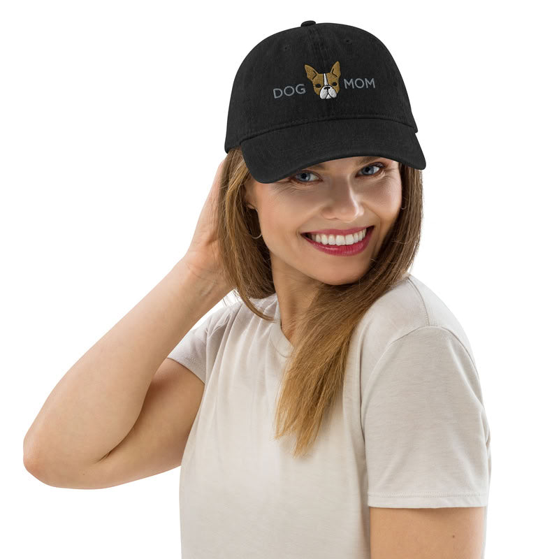 Boston Terrier Dog Mom Fawn / Denim Hat