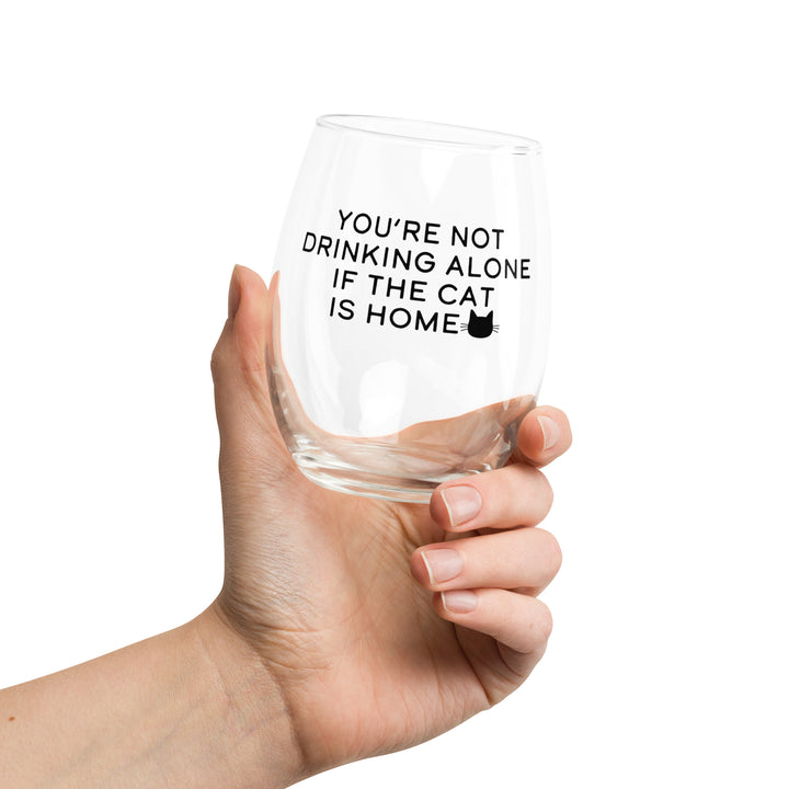 Not Drinking Alone Cat / Wine Glass