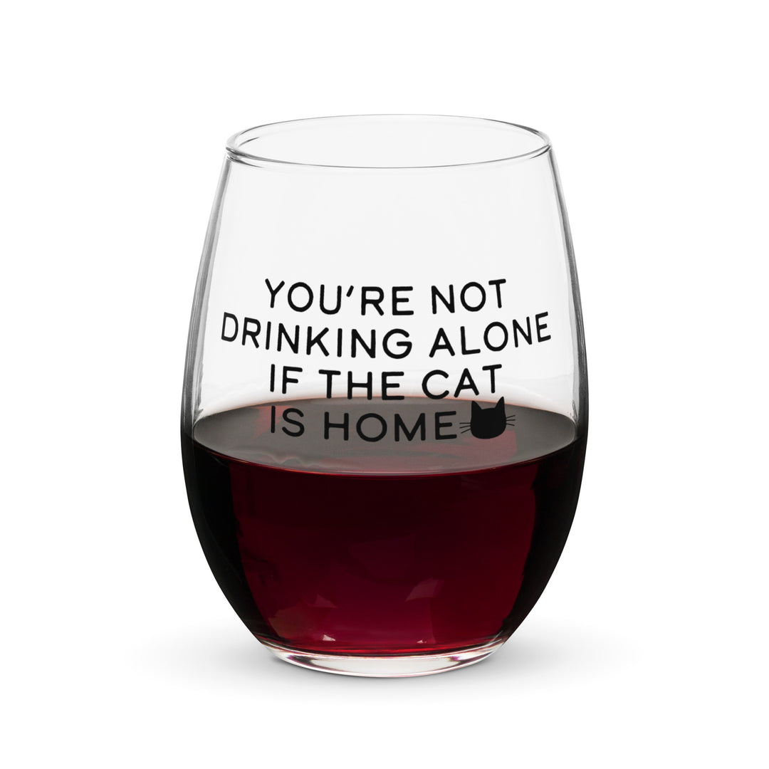 Not Drinking Alone Cat / Wine Glass