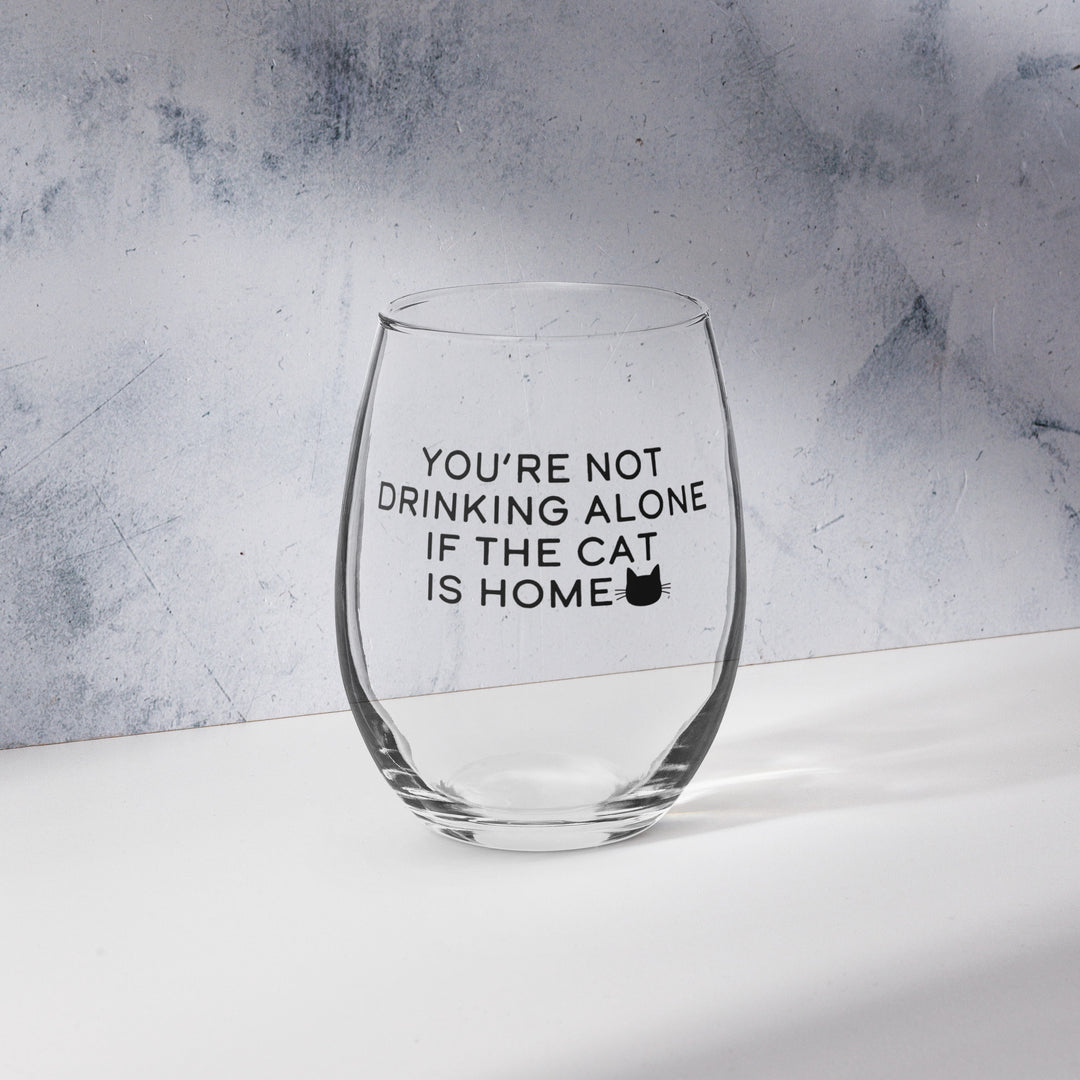 Not Drinking Alone Cat / Wine Glass