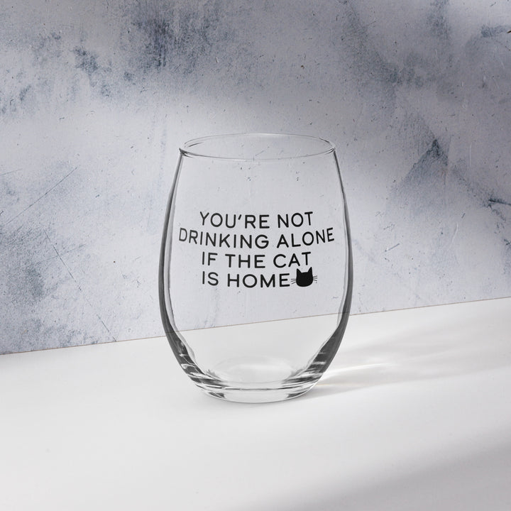 Not Drinking Alone Cat / Wine Glass