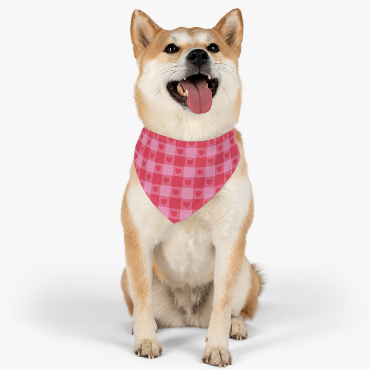 Heart Buffalo Plaid Dog Bandana