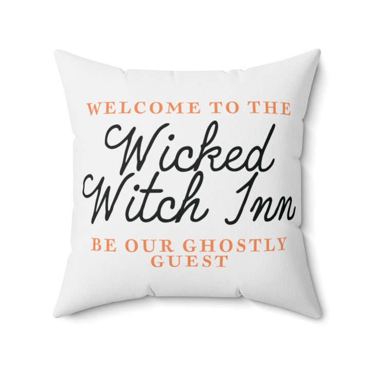 Halloween-themed graphic pillow cover featuring vibrant designs like jack-o-lanterns, spooky cats, skeletons, and skulls, made from soft spun polyester for festive seasonal decor.