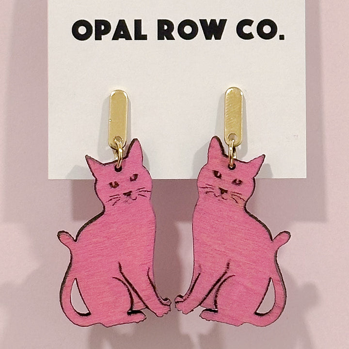 Pink Cat Earrings