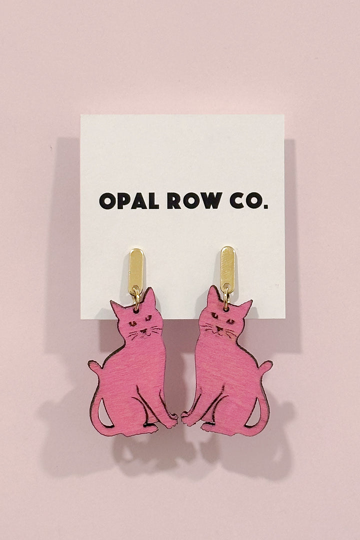 Pink Cat Earrings