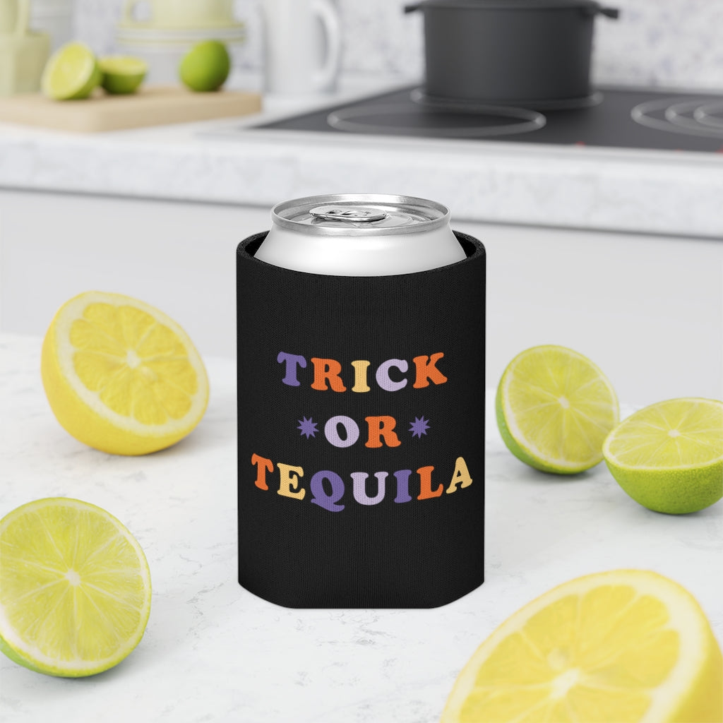 Trick or Tequila / Halloween Can Cooler / Black