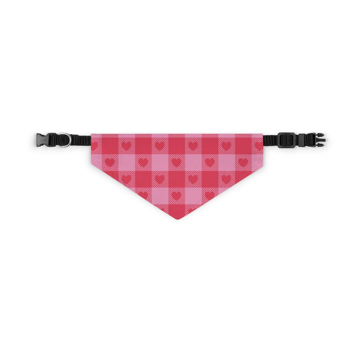 Heart Buffalo Plaid Dog Bandana / Pink Red