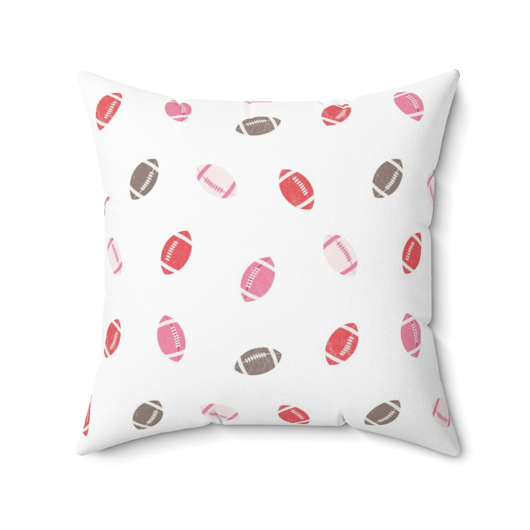 Football Season Ditsy Pillow Cover / White Pink