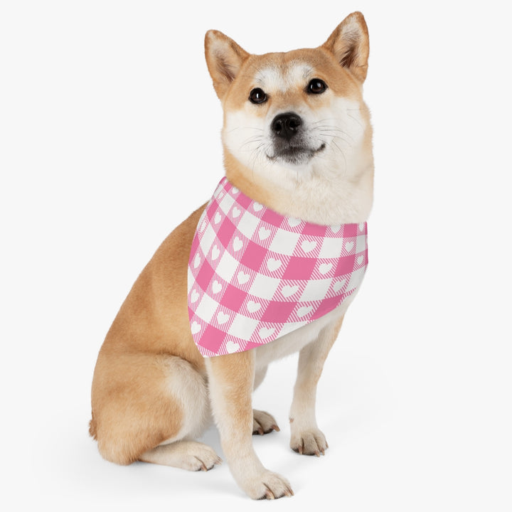 Heart Buffalo Plaid Dog Bandana / Pink