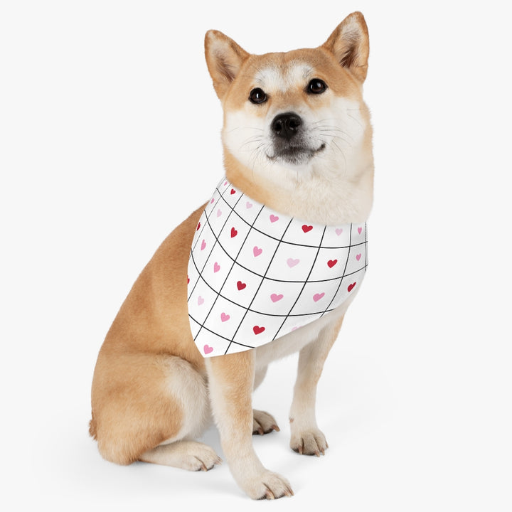 Love Grid Dog Bandana / White