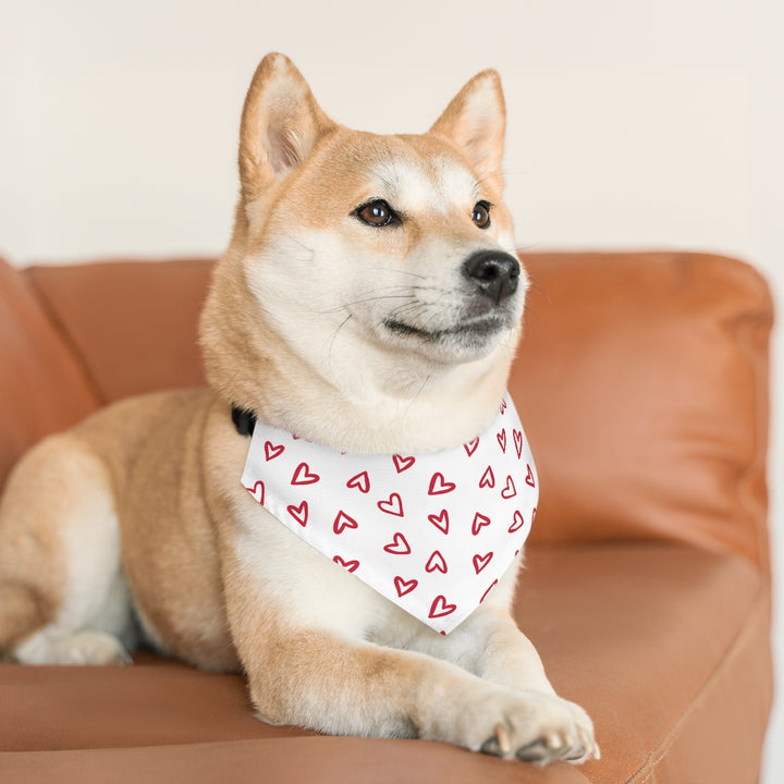 Aurora Hearts Dog Bandana / White Red