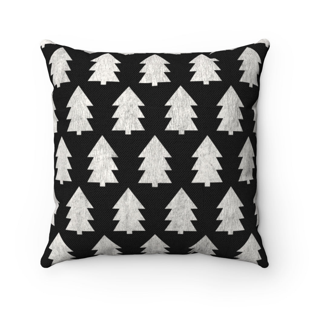 Christmas Tree Pillow Cover / Black Charcoal-White