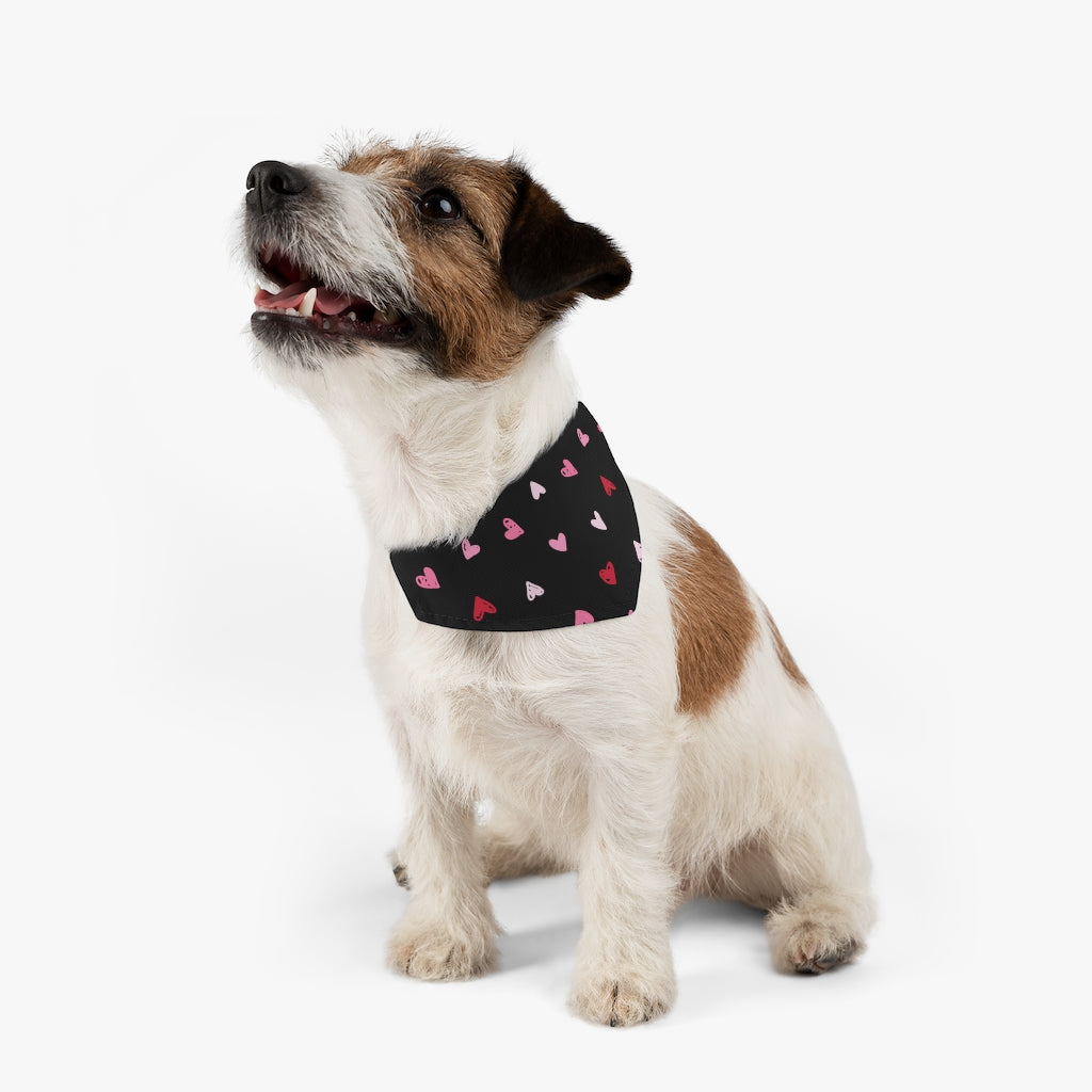 Hearts Ditsy Dog Bandana / Black Pink