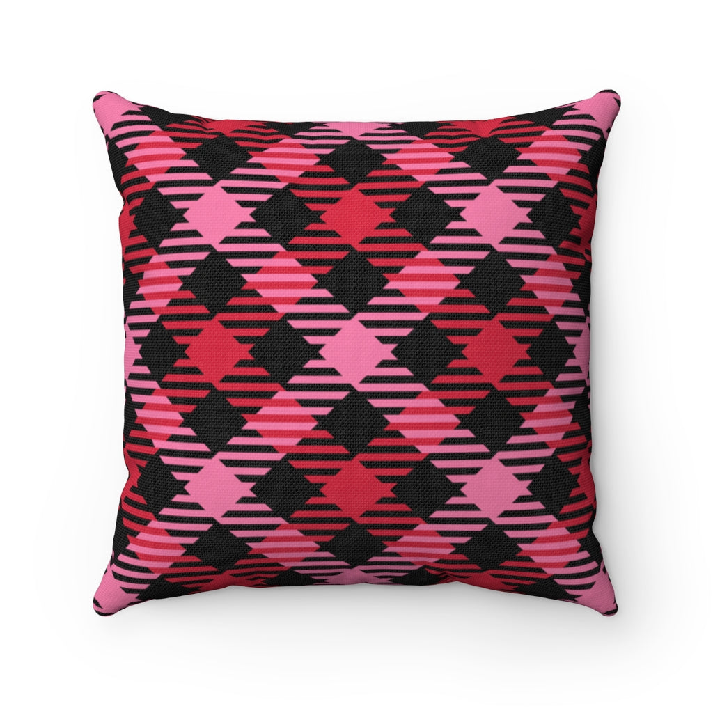 Midtown Plaid Pillow Cover / Black Pink