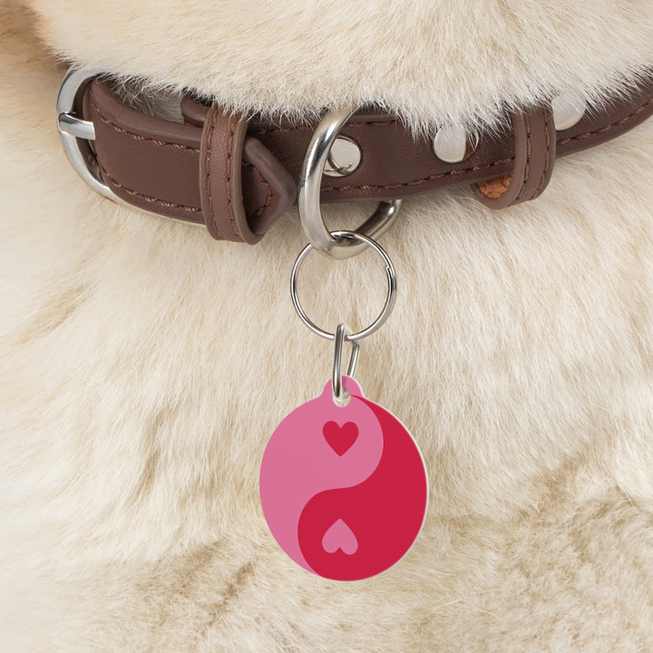 Heart Yin Yang Pet Tag / Red Pink