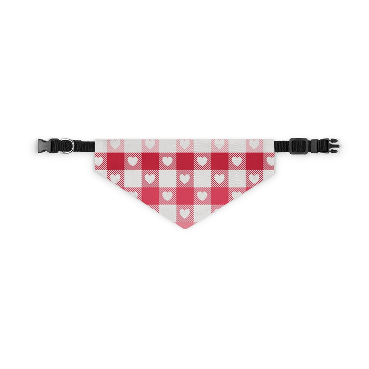 Heart Buffalo Plaid Ombre Dog Bandana / Red Pink