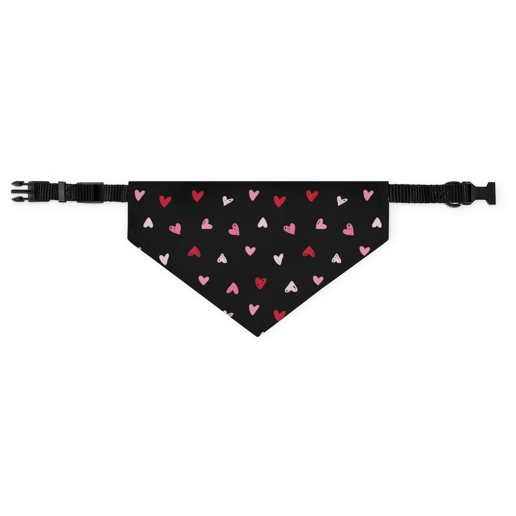 Hearts Ditsy Dog Bandana / Black Pink