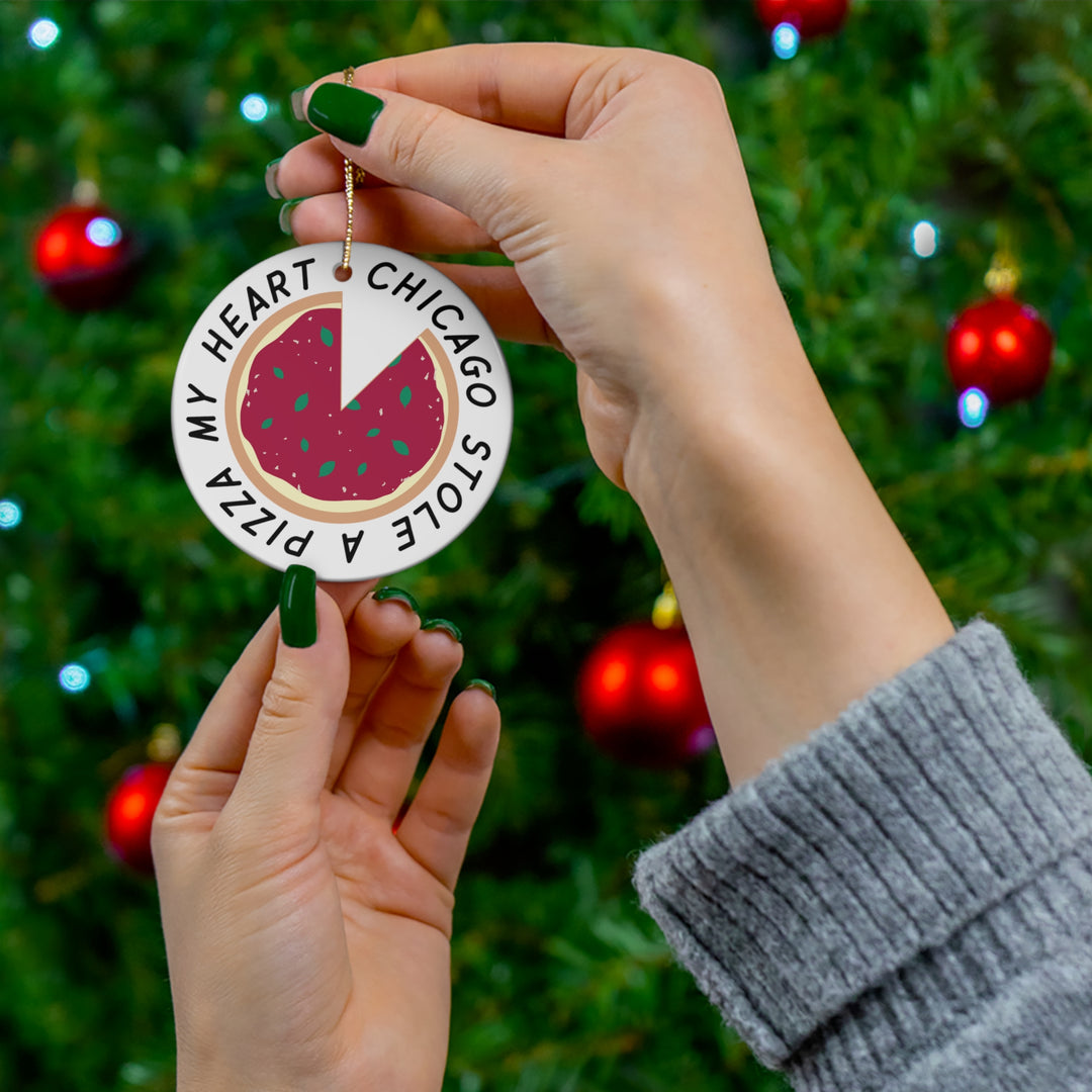 Chicago Pizza my Heart Ornament