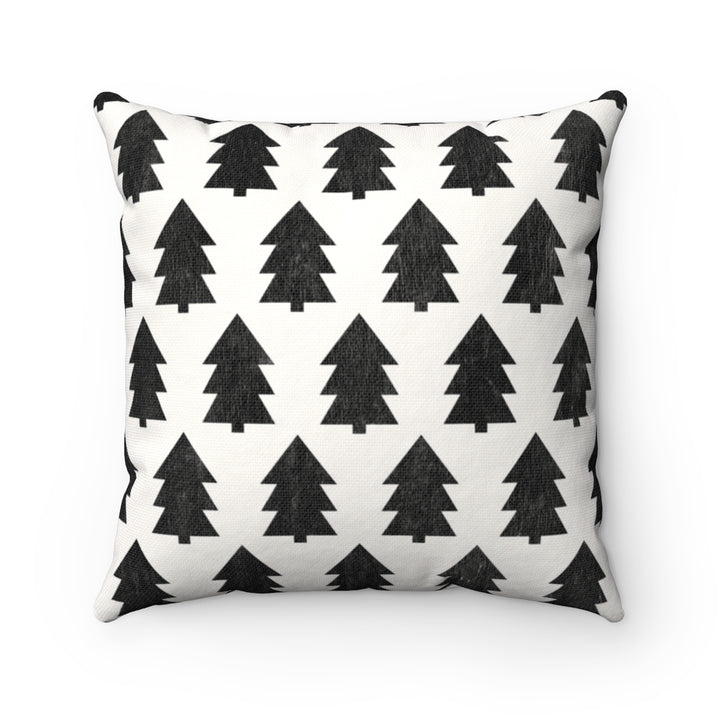 Christmas Tree Pillow Cover / White-Black