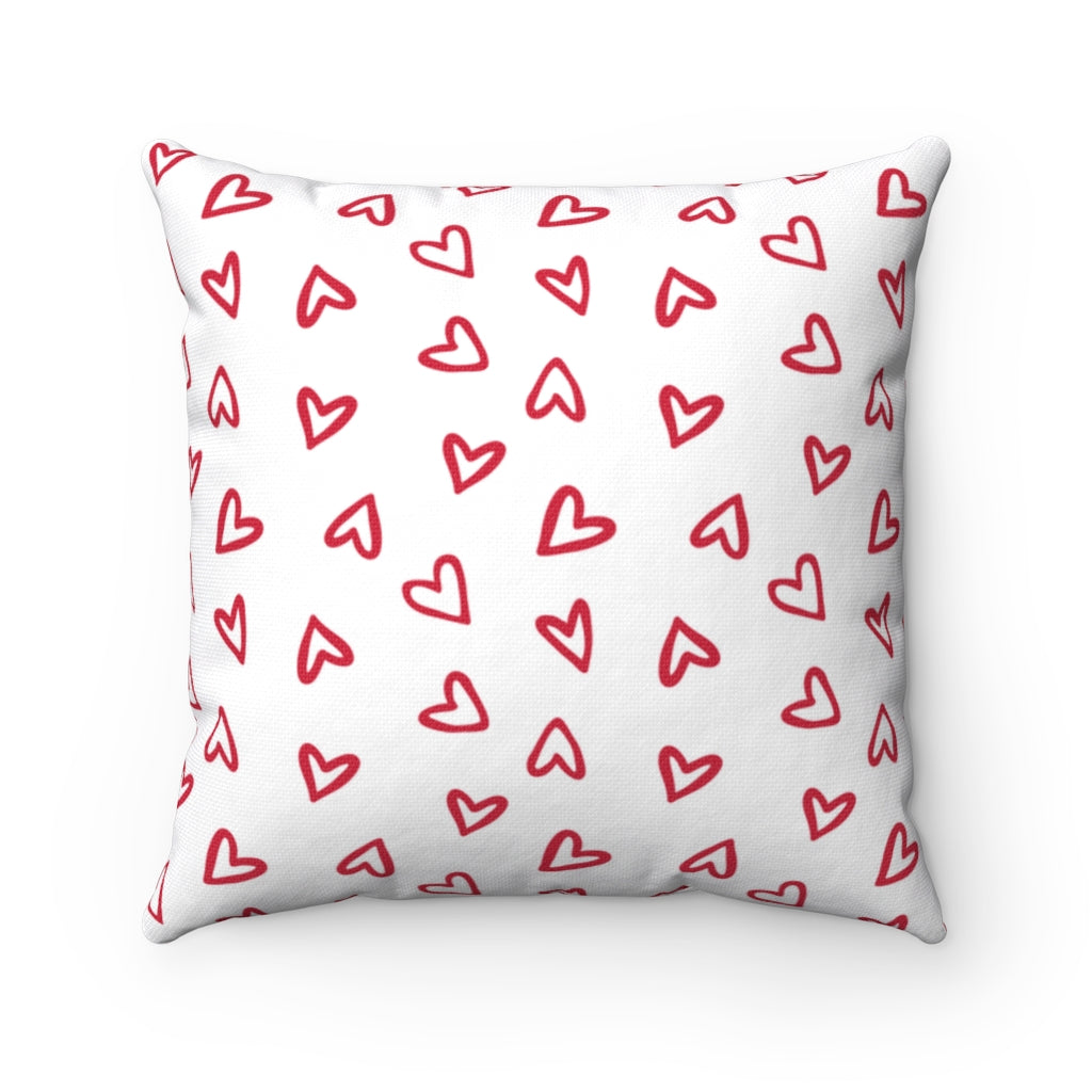 Aurora Hearts Pillow Cover / White Red