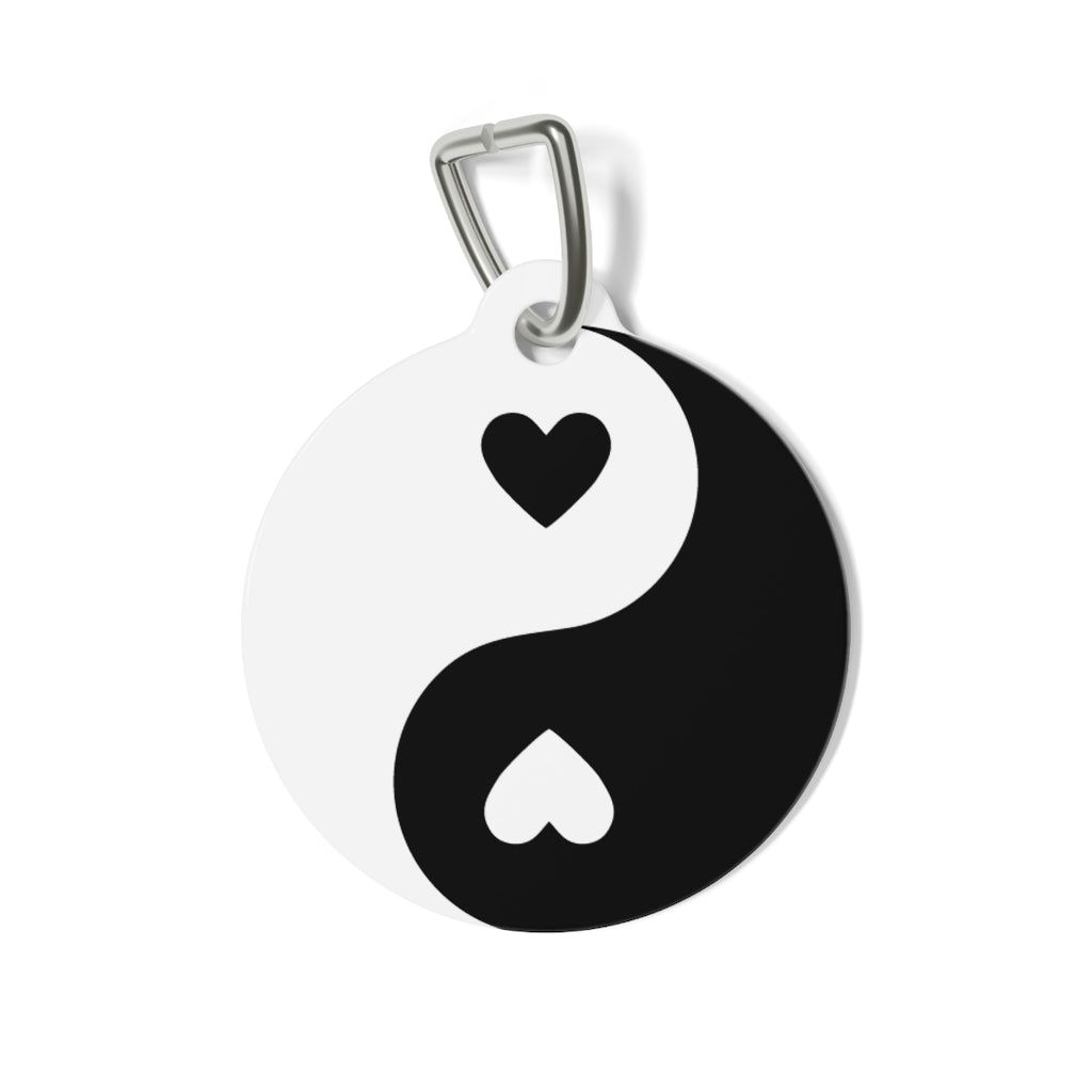 Heart Yin Yang Pet Tag / Black White