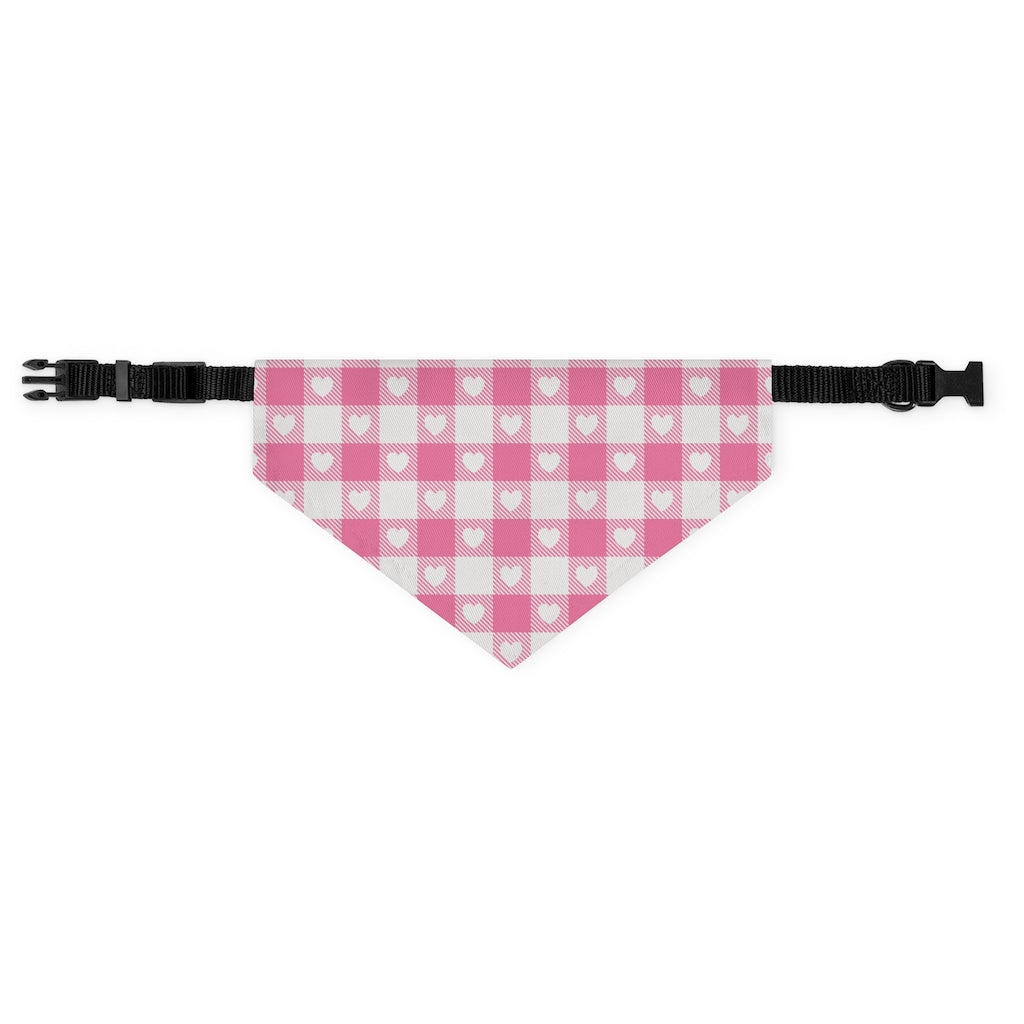 Heart Buffalo Plaid Dog Bandana / Pink