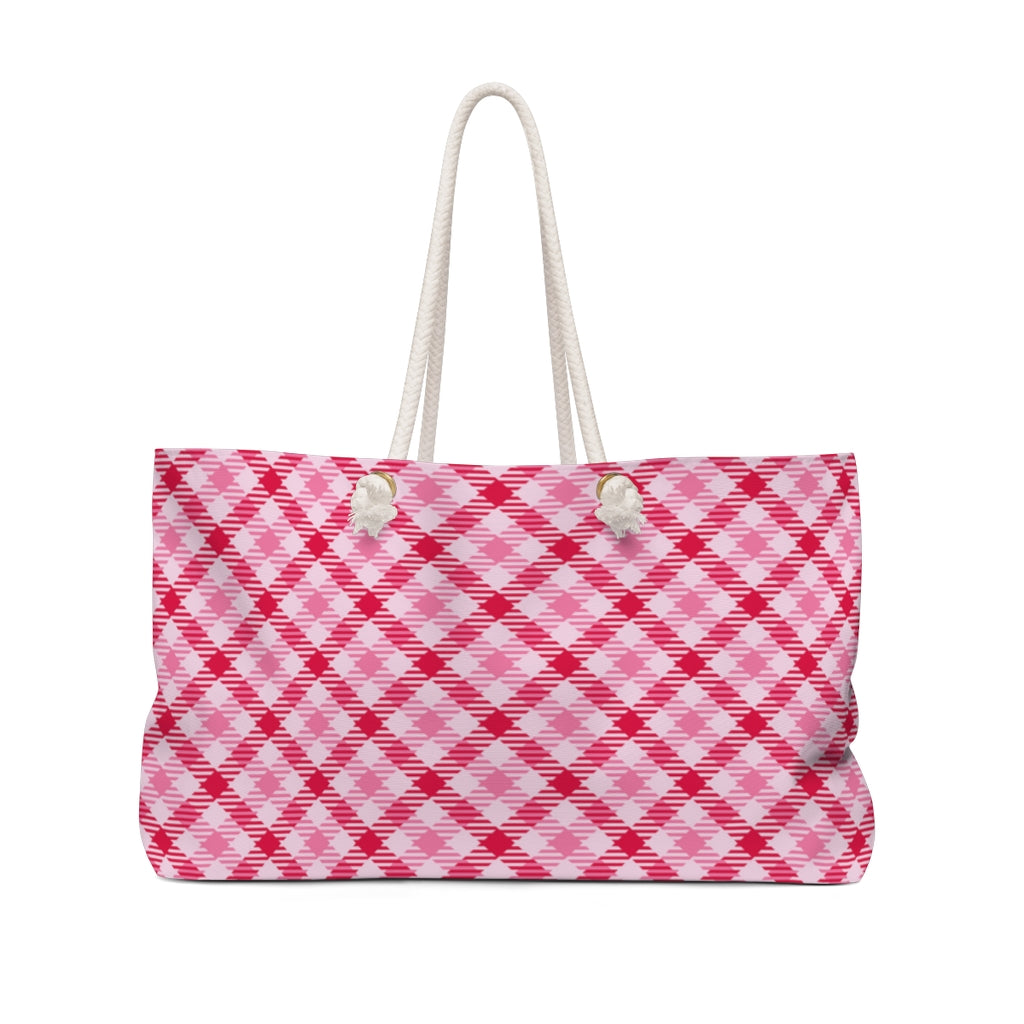 Midtown Plaid Weekender Bag / Light Pink