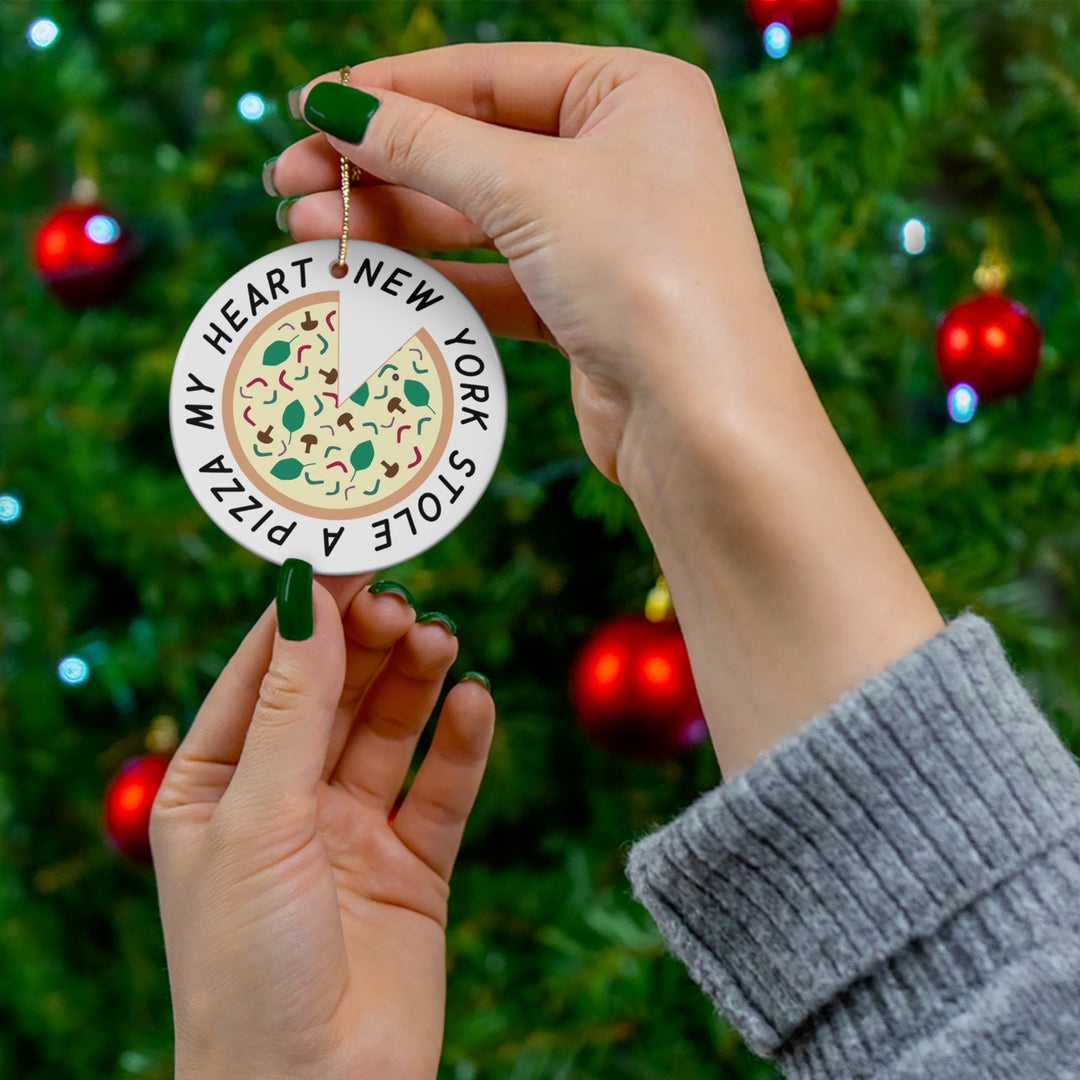 New York Stole a Pizza my Heart Christmas Ornament / Veggie Pizza