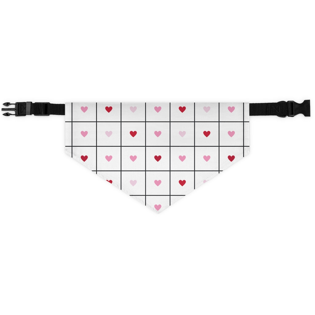 Love Grid Dog Bandana / White