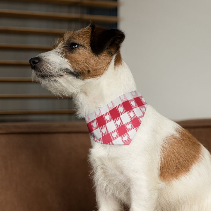 Heart Buffalo Plaid Ombre Dog Bandana / Red Pink