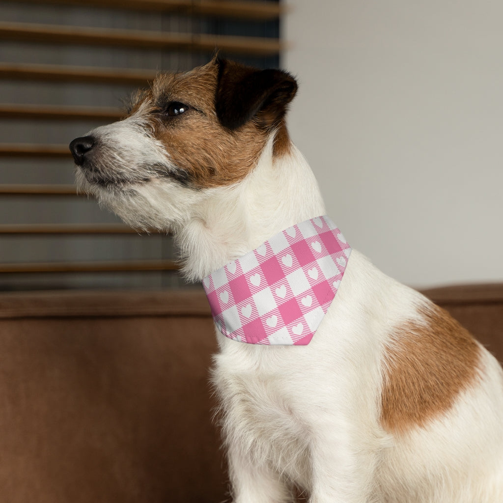 Heart Buffalo Plaid Dog Bandana / Pink