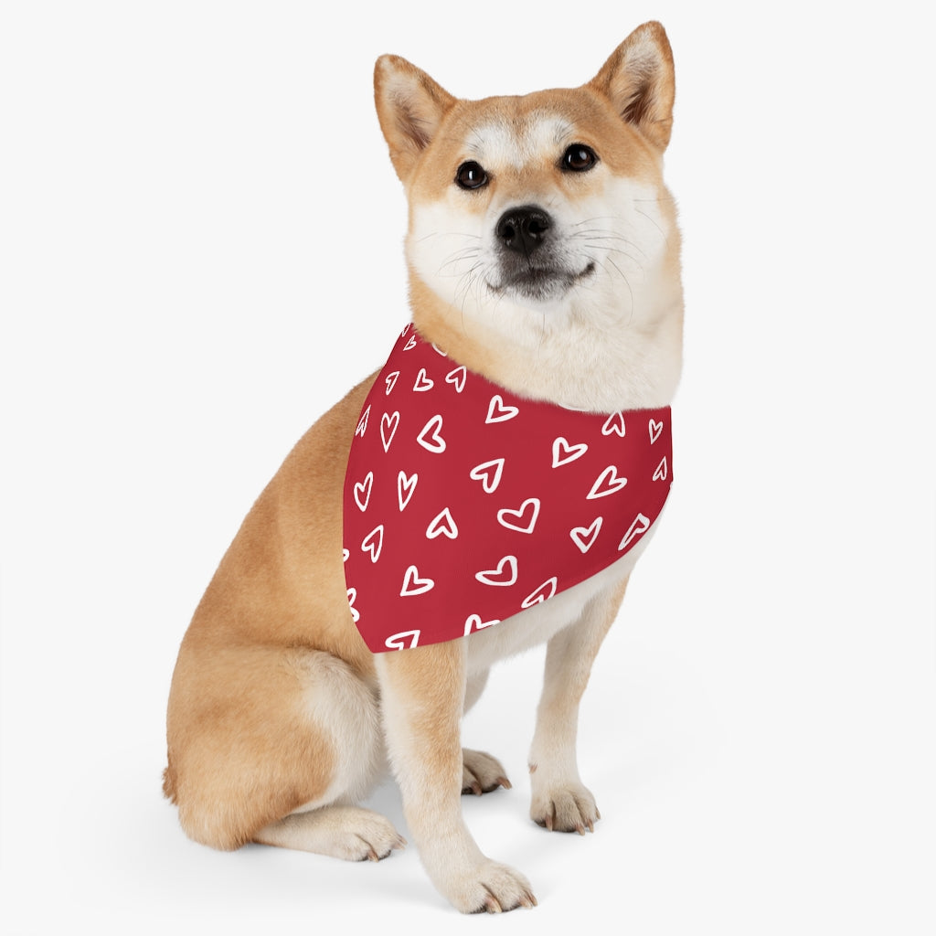 Aurora Hearts Dog Bandana / Red