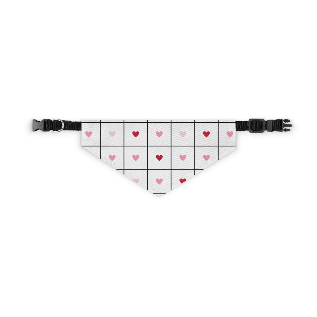 Love Grid Dog Bandana / White