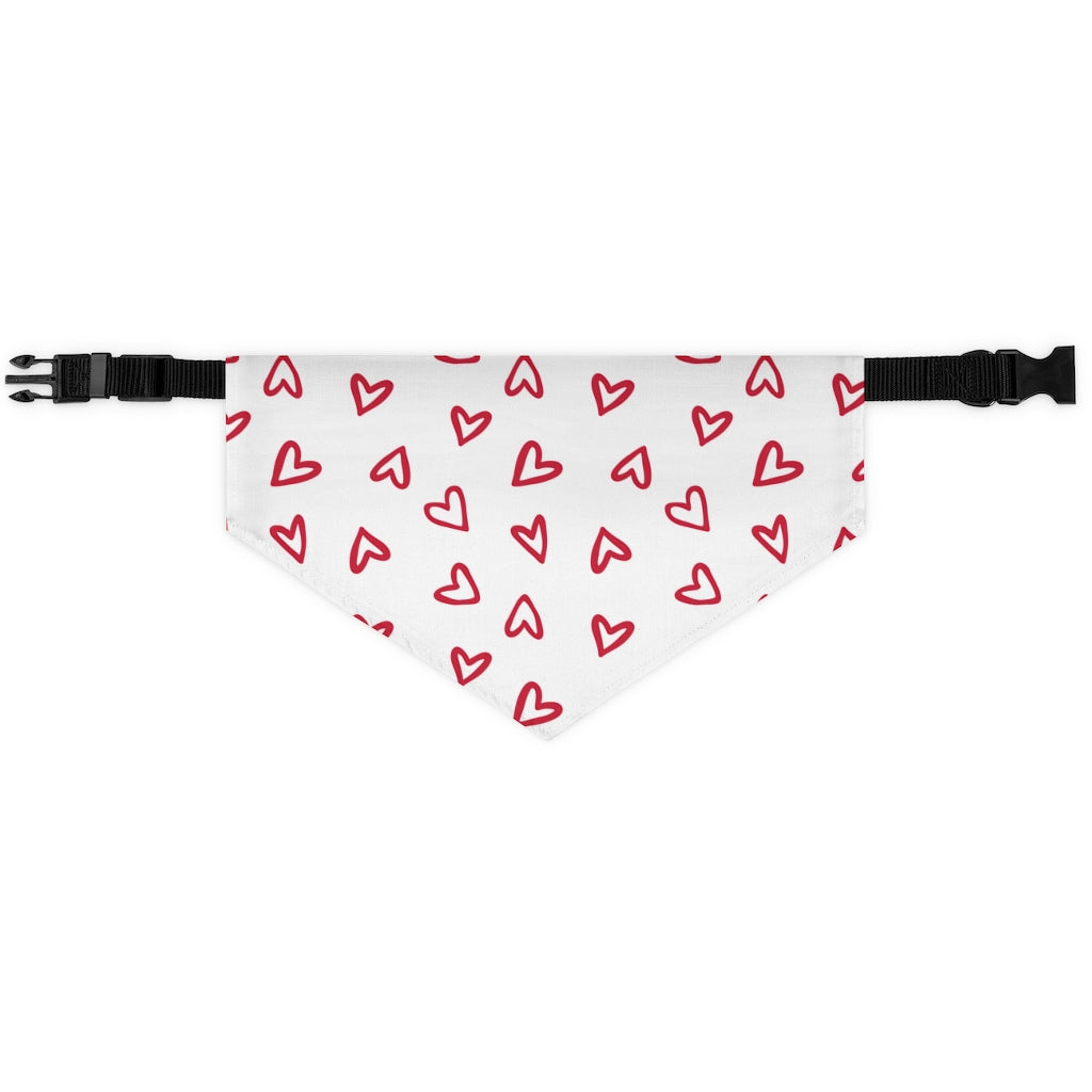 Aurora Hearts Dog Bandana / White Red