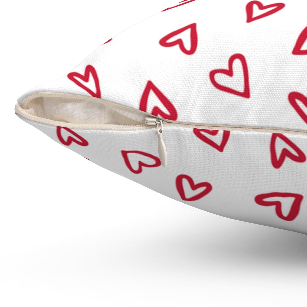 Aurora Hearts Pillow Cover / White Red