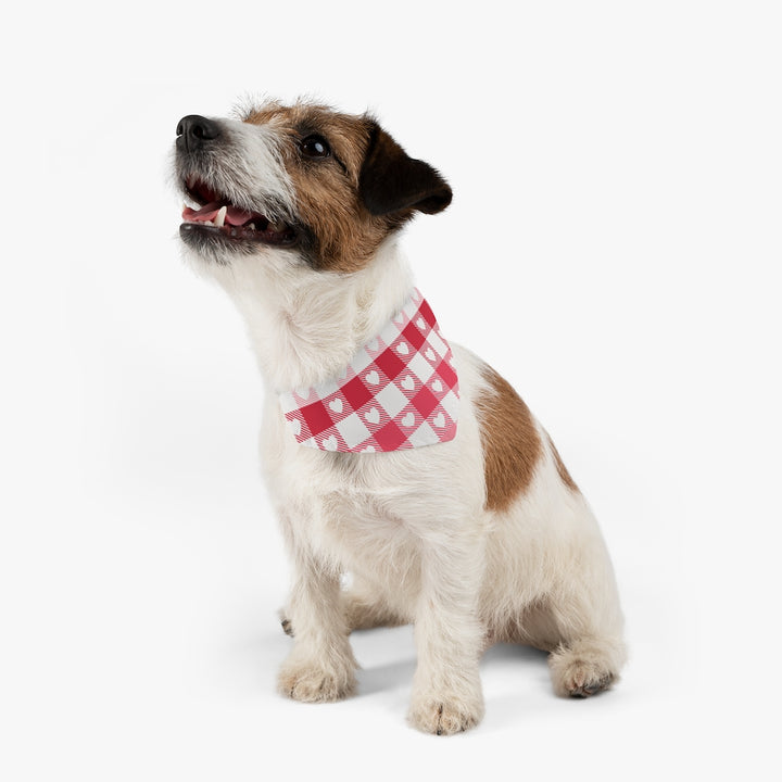 Heart Buffalo Plaid Ombre Dog Bandana / Red Pink