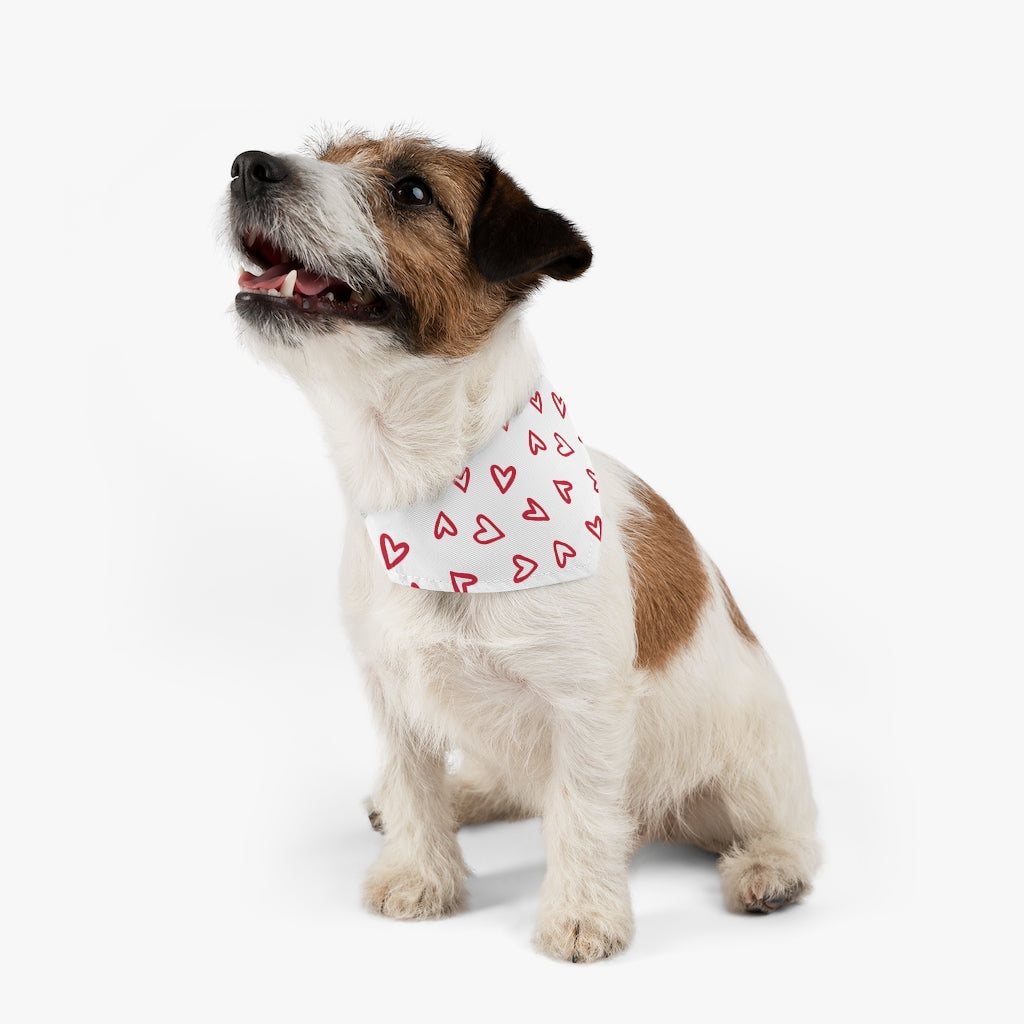 Aurora Hearts Dog Bandana / White Red