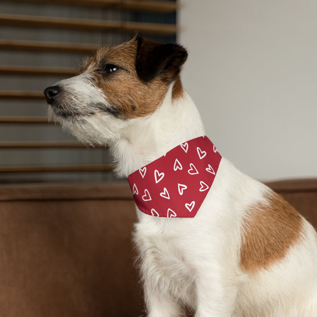 Aurora Hearts Dog Bandana / Red