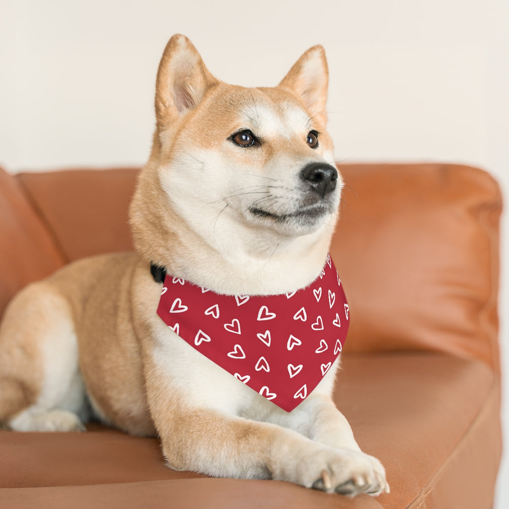 Aurora Hearts Dog Bandana / Red