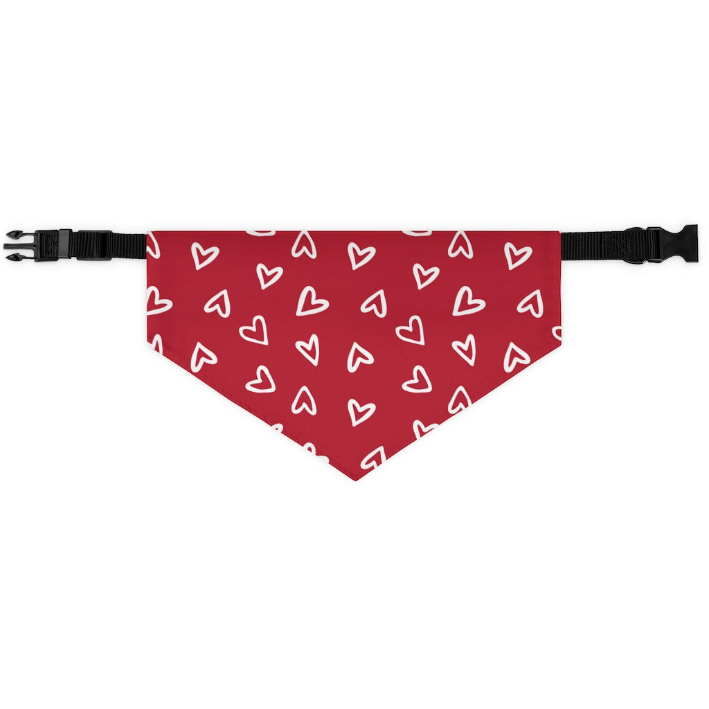 Aurora Hearts Dog Bandana / Red