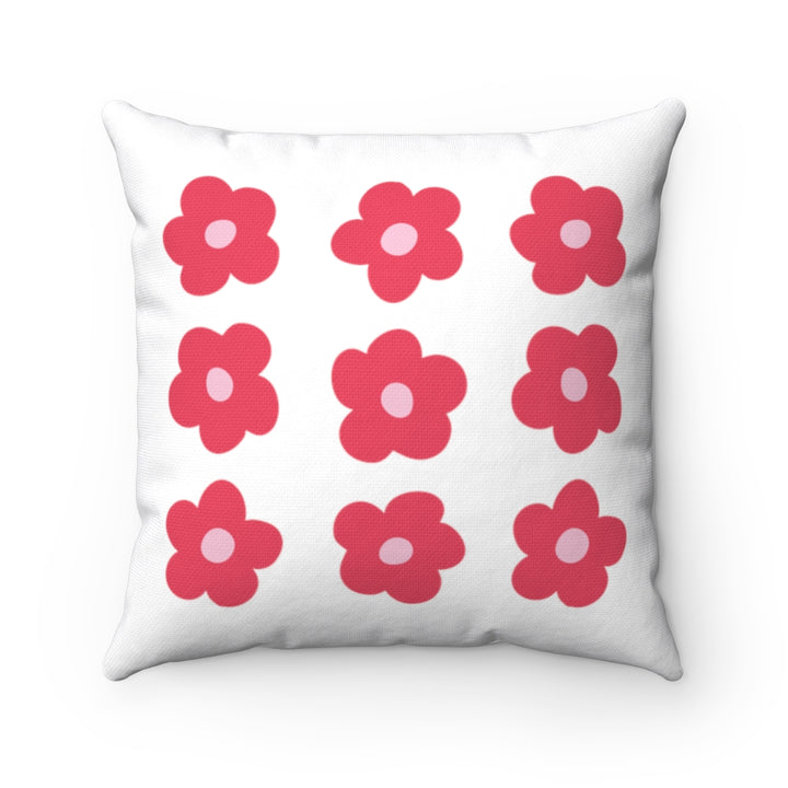 Floral Pillow Cover / White Red