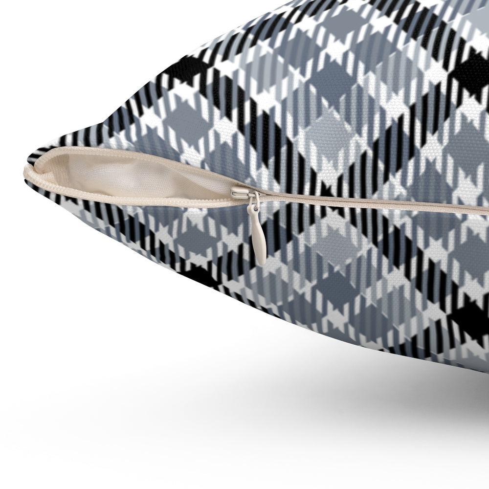 Double-sided classic plaid pillow cover, neutral tones, machine-washable, perfect for year-round home decor, available in 14x14, 16x16, 18x18, and 20x20 sizes.
