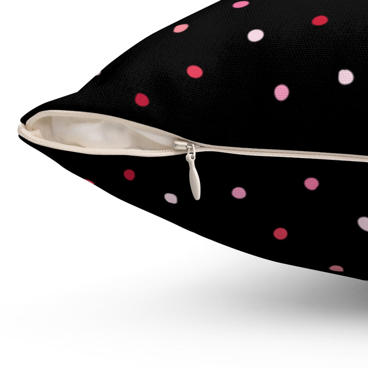 Valentine’s Day pillow cover with pink, red, and white plaid and heart-shaped graphics, perfect for seasonal home decor.