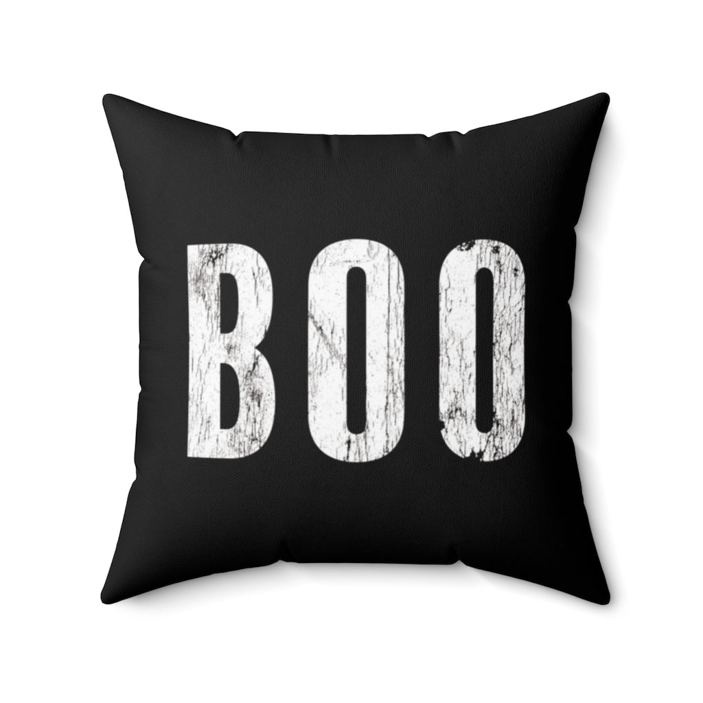 Halloween-themed graphic pillow cover featuring vibrant designs like jack-o-lanterns, spooky cats, skeletons, and skulls, made from soft spun polyester for festive seasonal decor.