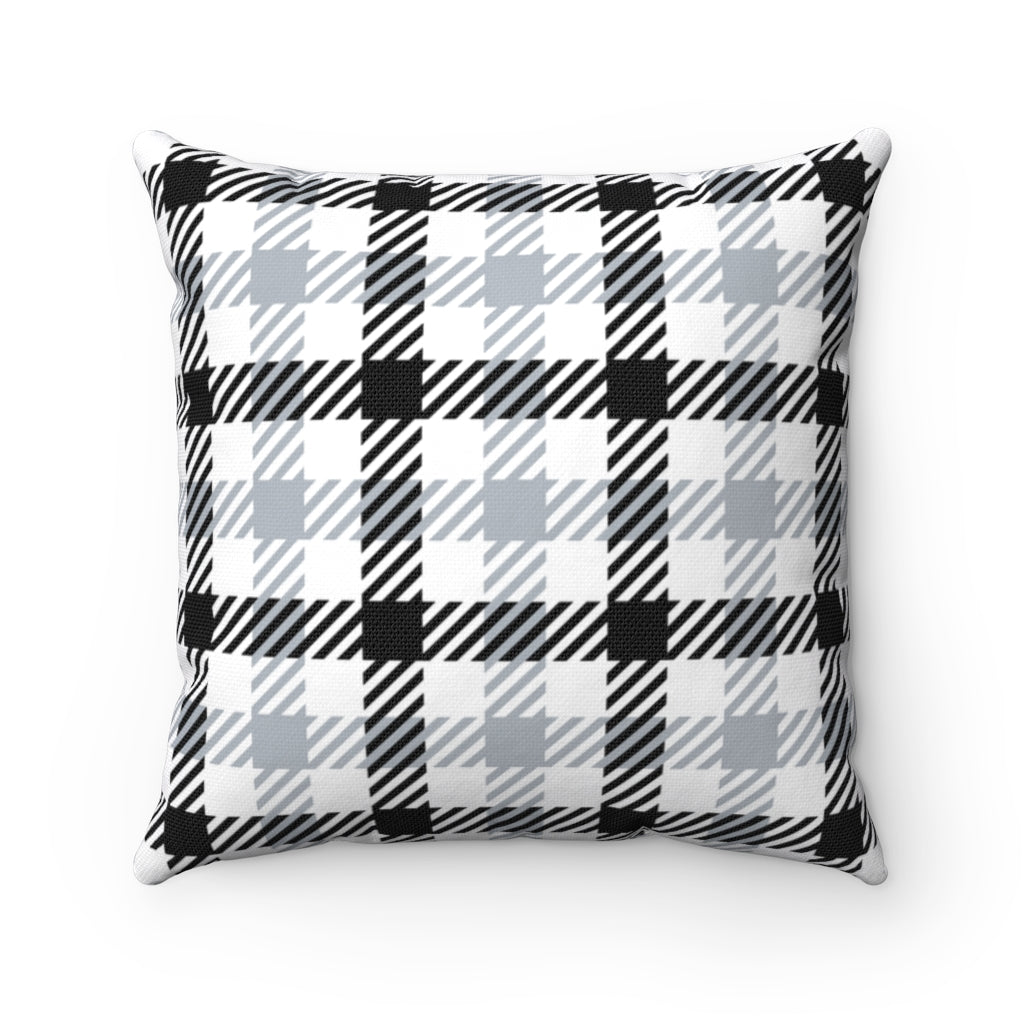 Double-sided classic plaid pillow cover, neutral tones, machine-washable, perfect for year-round home decor, available in 14x14, 16x16, 18x18, and 20x20 sizes.