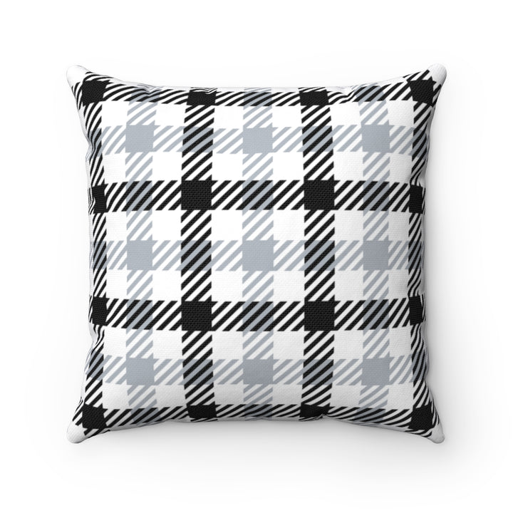 Double-sided classic plaid pillow cover, neutral tones, machine-washable, perfect for year-round home decor, available in 14x14, 16x16, 18x18, and 20x20 sizes.