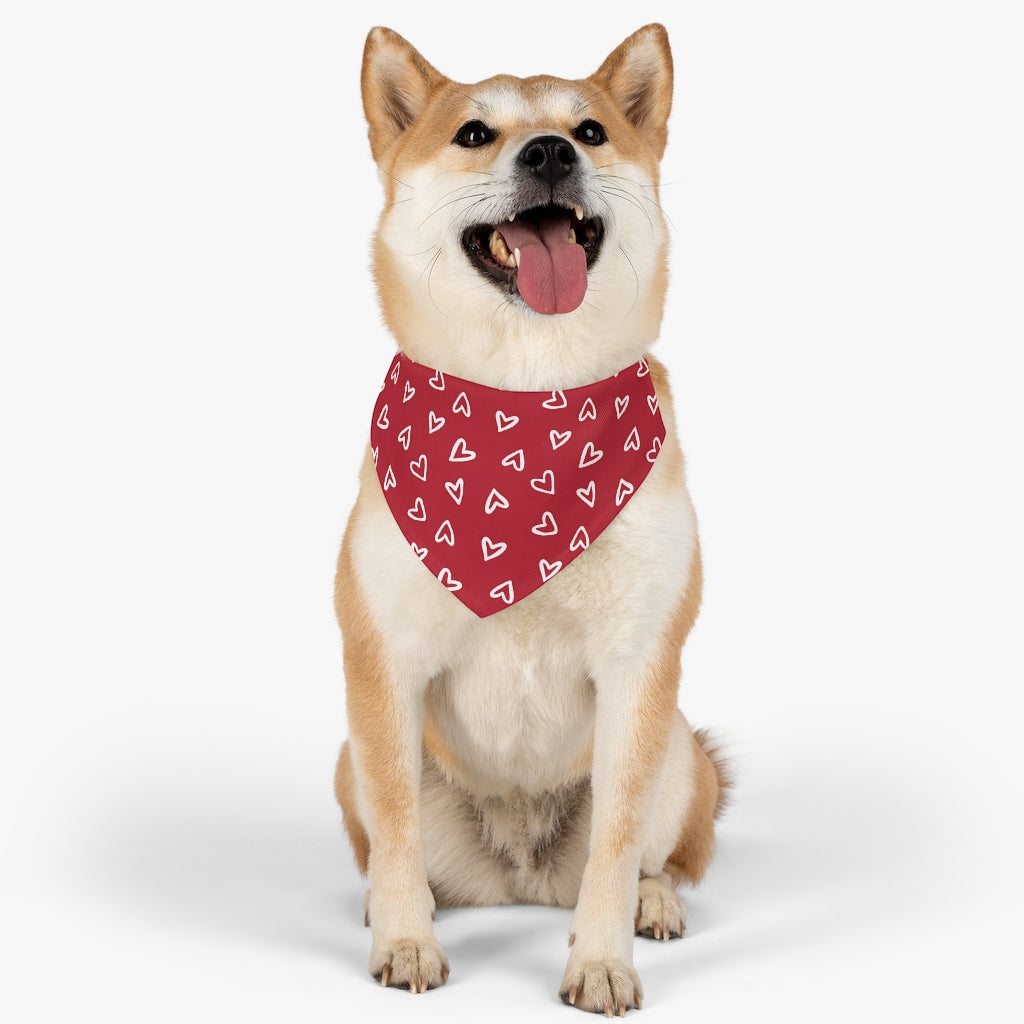 Aurora Hearts Dog Bandana / Red