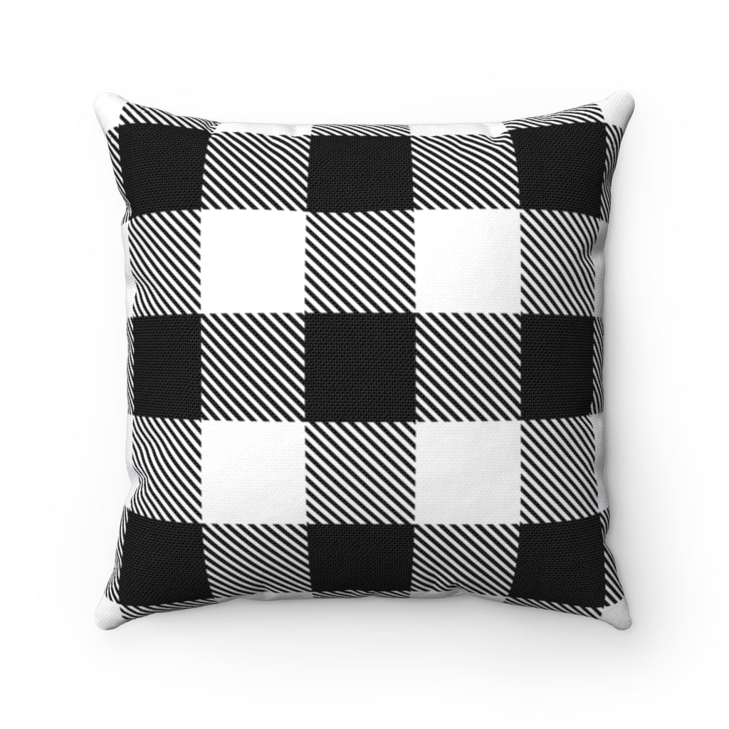 Double-sided classic buffalo plaid pillow cover, neutral tones, machine-washable, perfect for year-round home decor, available in 14x14, 16x16, 18x18, and 20x20 sizes.