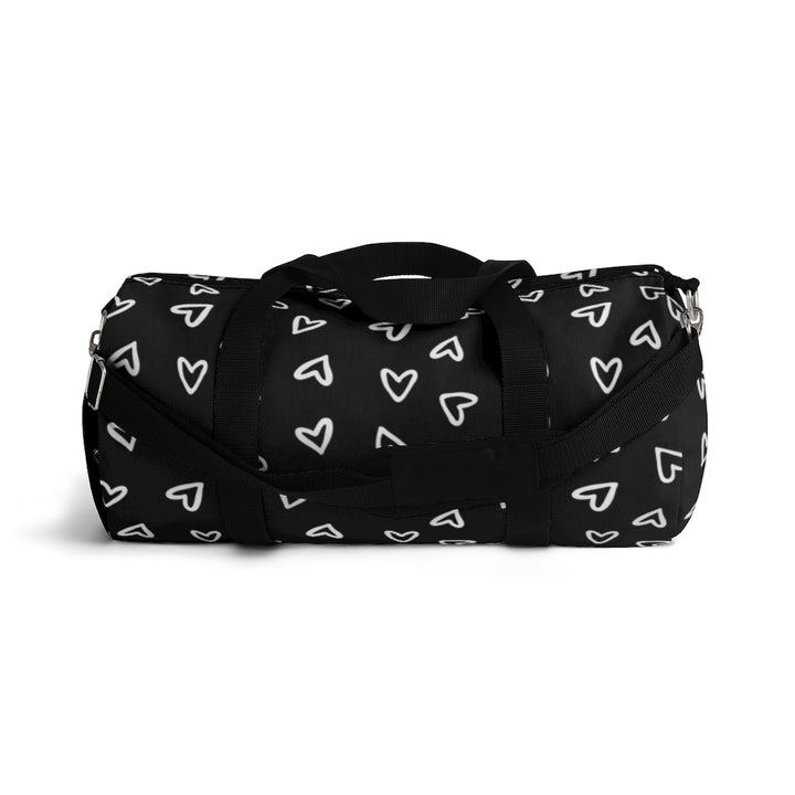 Aurora Hearts Duffel Gym Bag / Black White